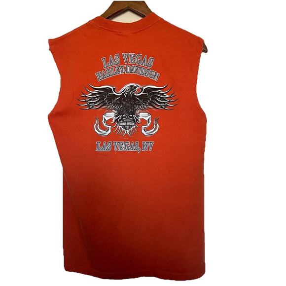Harley-Davidson Eagle Graphic Tank Top Orange Las Vegas Motorcycle - Picture 2 of 5
